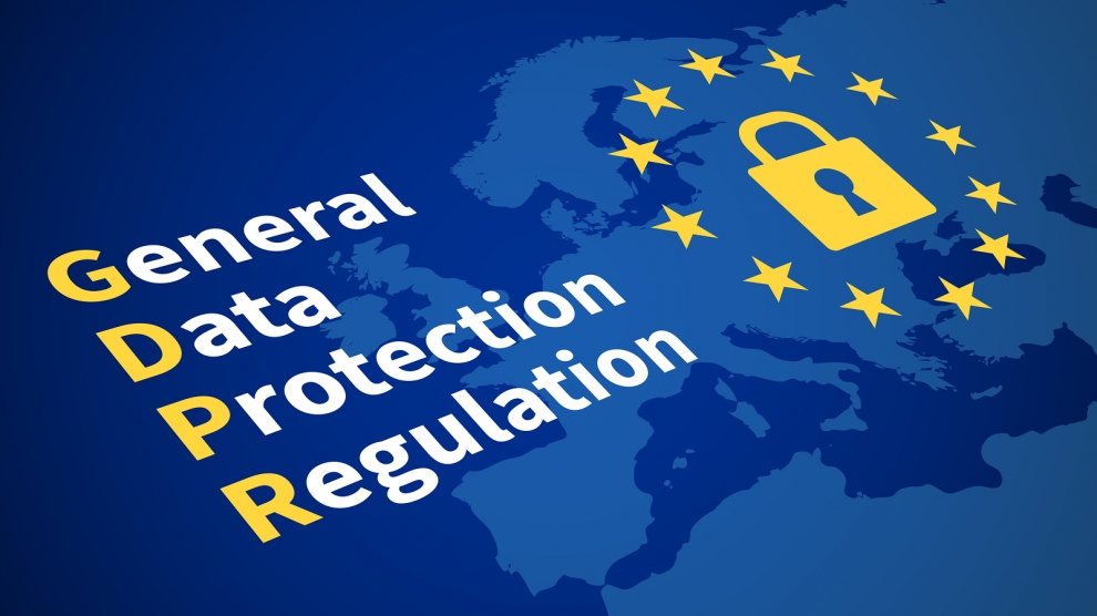 The words “General Data Protection Regulation” and a padlock over a blue map of Europe ringed by EU stars.