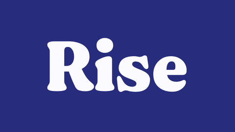 The Rise logo: the word “Rise” in white rounded lettering on a deep indigo background.